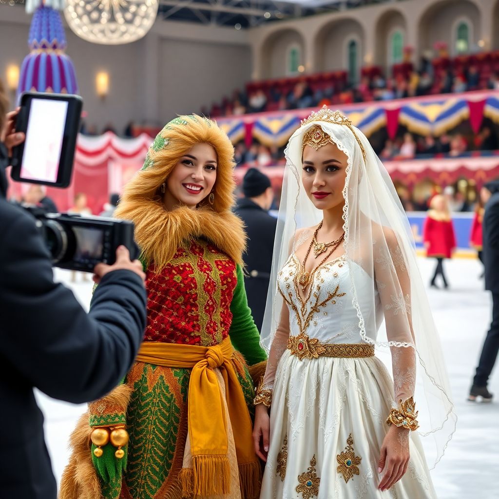 Фото со съемок «Ледникового периода»: Загитова в фате и Туктамышева-эльф